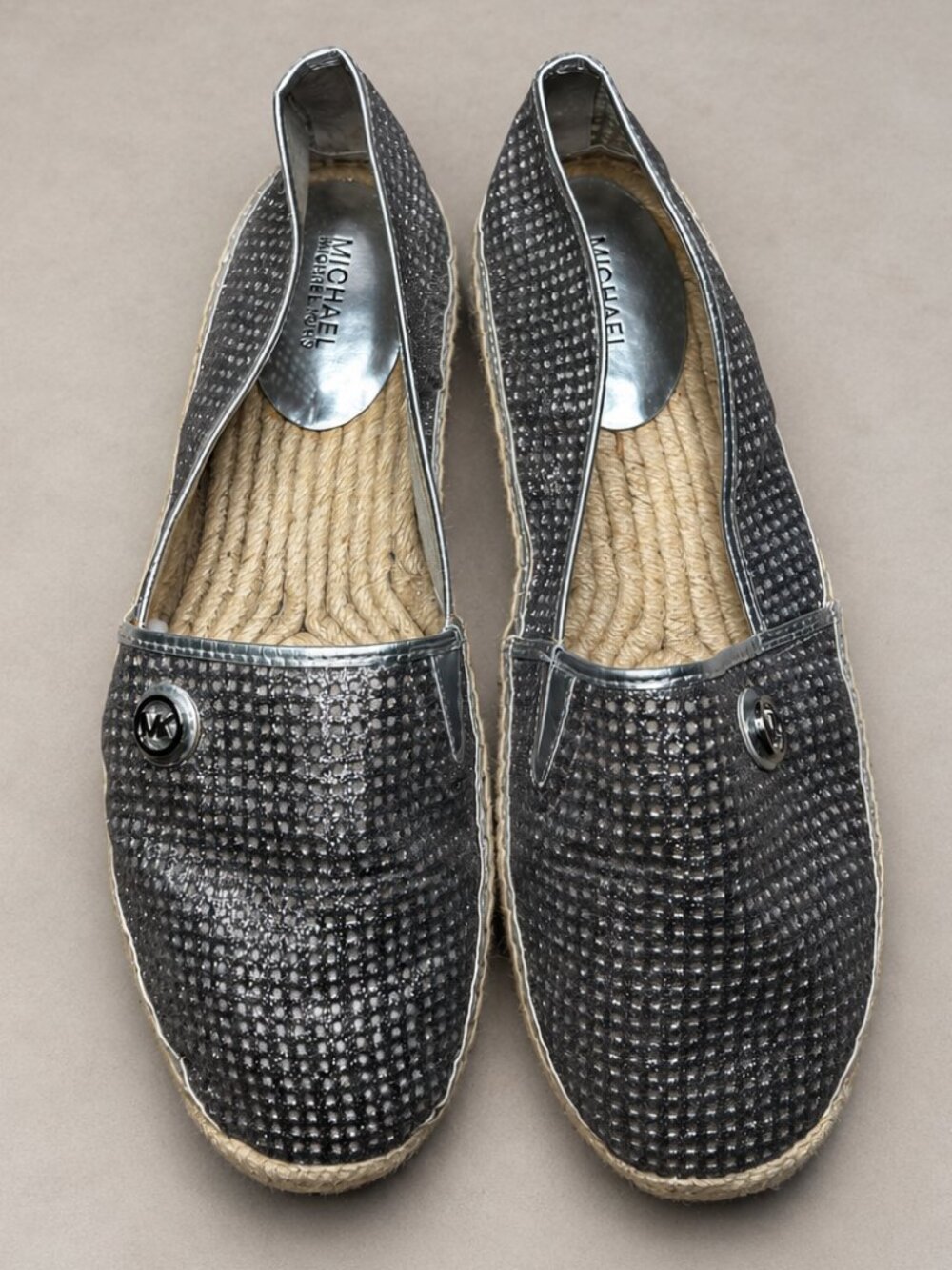 Michael Kors Metallic Silver Perforated Espadrille Flats - Size 9 NWOT
